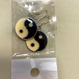 Yin & Yang circles dangle earrings. Brand New in package.